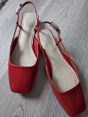 Franco Sarto Red Patent Slingback Flats